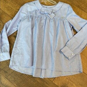 Mayoral‎ Girls Light Blue Blouse with Bow at Collar Full Button Back Size 6